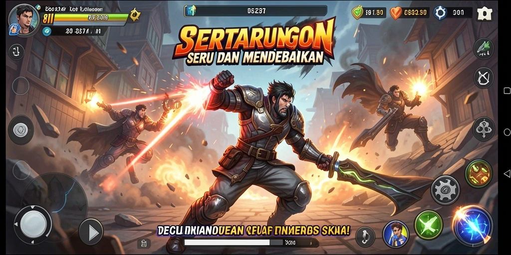 Screenshot gameplay pertarungan seru 8II dengan karakter yang beraksi.