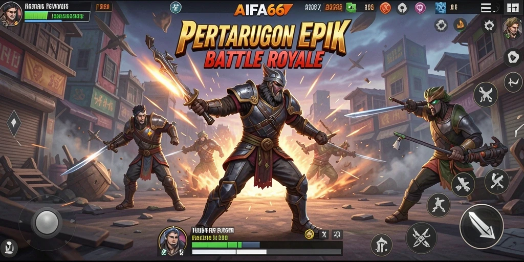 Tampilan seru dari gameplay Battle Royale AIFA66.