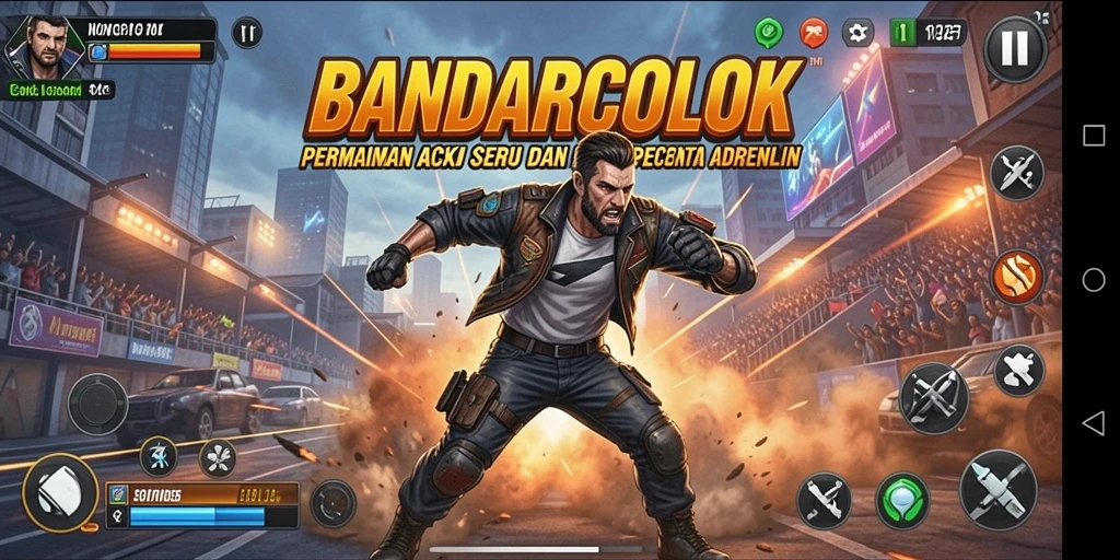 Screenshot BANDARCOLOK menunjukkan aksi mendebarkan dalam gameplay.