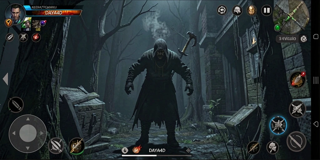 Tampilan gameplay menyeramkan dari DAYA4D yang menampilkan suasana Horror.