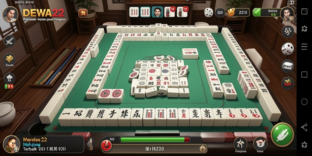 Tampilan gameplay seru dari DEWA22 dengan elemen Mahjong.