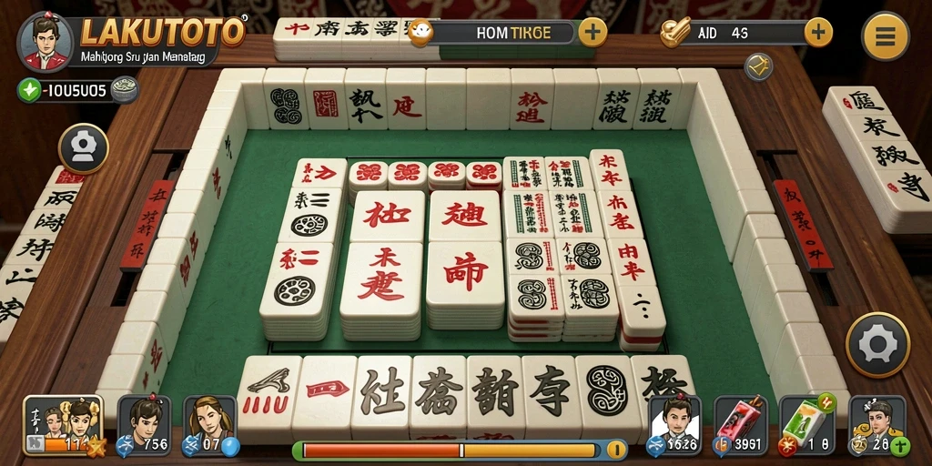 Tampilan gameplay seru dalam LAKUTOTO dengan aksi Mahjong.