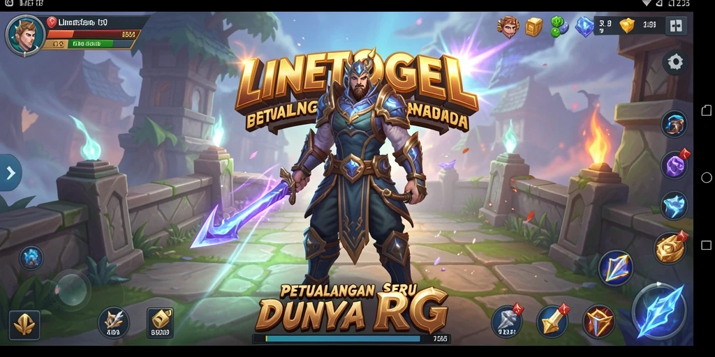Screenshot utama LINETOGEL menampilkan aksi pertarungan di dunia RPG.