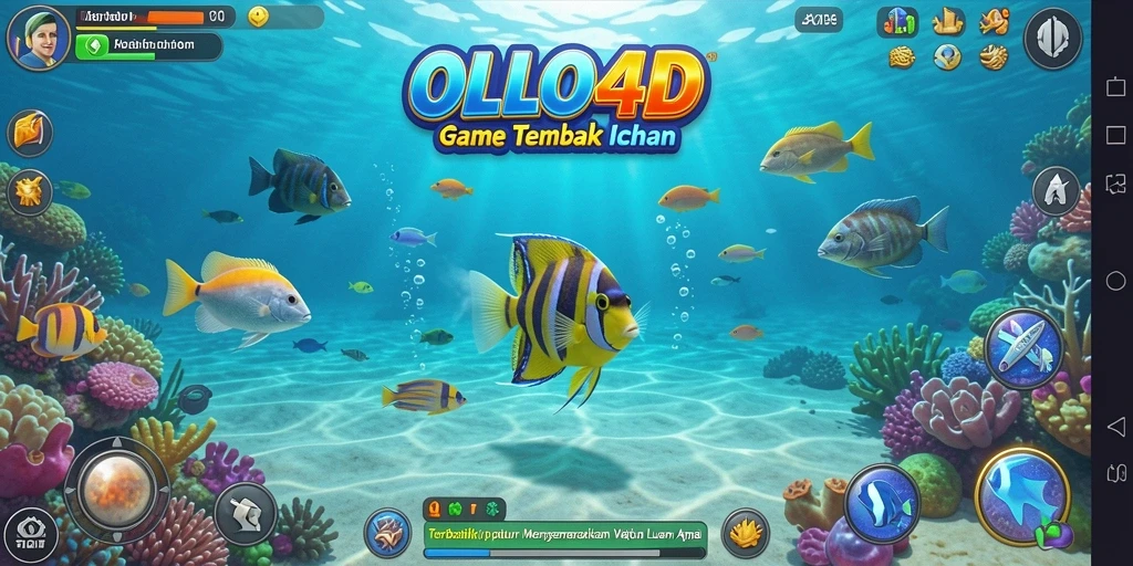 Tampilan gameplay seru dari OLLO4D saat menembak ikan.
