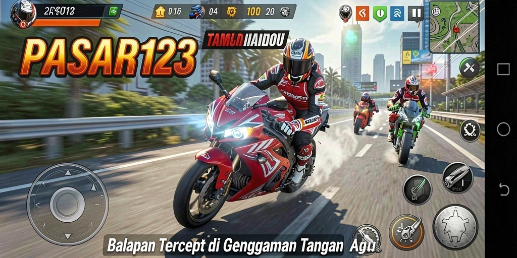 Tangkapan layar PASAR123 menampilkan balapan motor yang seru dan menegangkan.