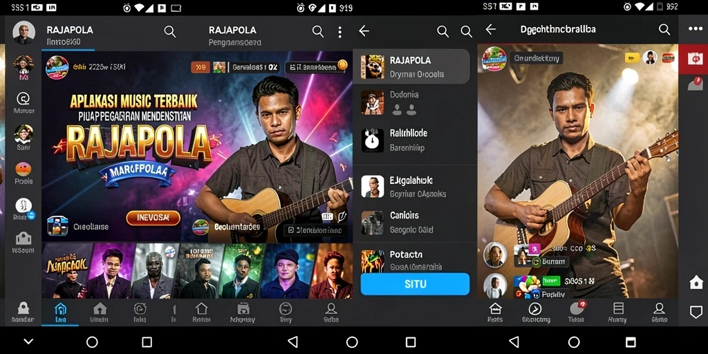 Tampilan gameplay RAJAPOLA dengan koleksi musik yang menarik.