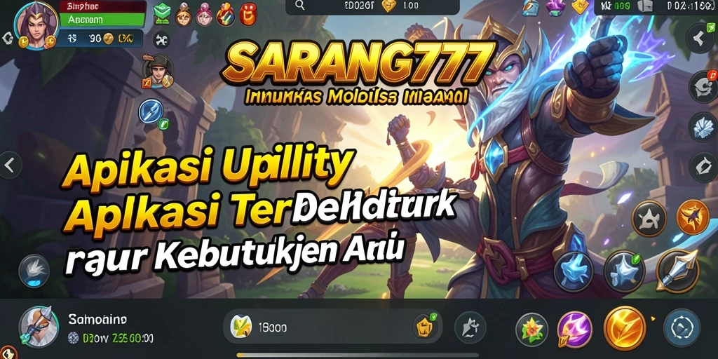 Tampilan utama SARANG777 dengan berbagai fitur Utility yang mudah diakses.