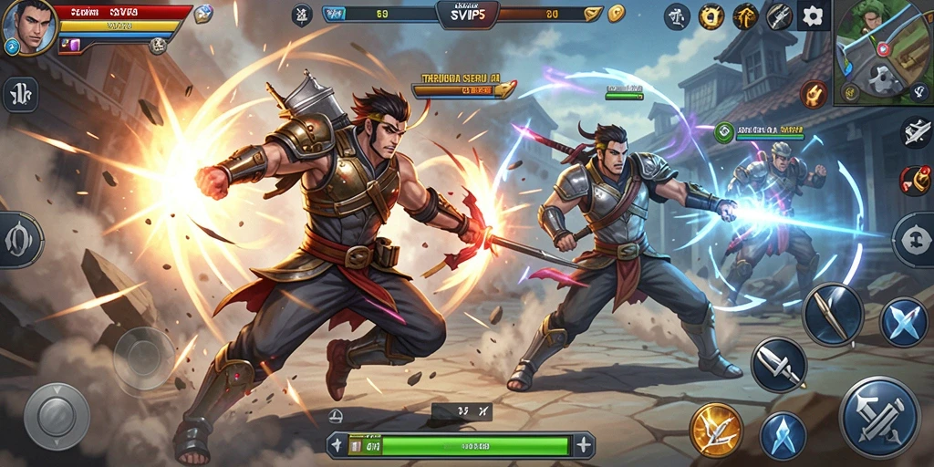 Gameplay dinamis dalam SVIP5, memperlihatkan pertarungan yang intens.