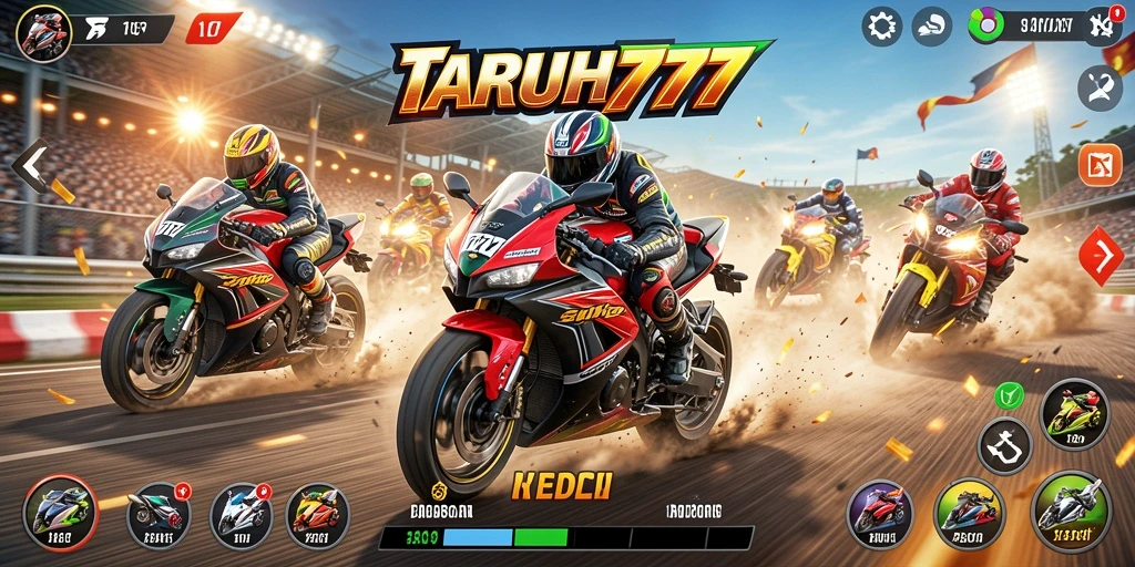 Screenshot gameplay TARUH777 yang mendebarkan dan penuh aksi balapan motor.
