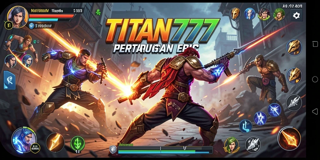 Tampilan seru gameplay TITAN777 saat pertarungan berlangsung.