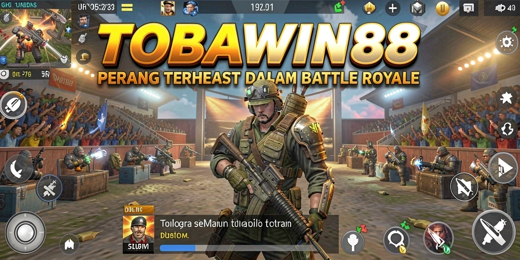 Gameplay seru TOBAWIN88 di tengah pertempuran Battle Royale.
